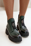 Chic Women's Leather Ankle Boots with Chunky Heel and Zipper