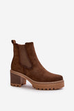 Eco-Suede Women's Ankle Boots with Block Heel and Fleece Lining