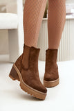 Eco-Suede Women's Ankle Boots with Block Heel and Fleece Lining
