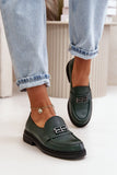 Elegant Women's Leather Flat Shoes with Decorative Strap