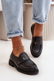 Elegant Women's Leather Shoes with Decorative Strap and Support