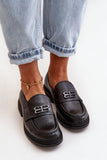 Elegant Women's Leather Shoes with Decorative Strap and Support