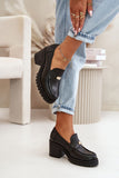 Elegant Women's Leather Half-Shoes with Stabilizing Heel