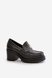 Elegant Women's Leather Half-Shoes with Stabilizing Heel