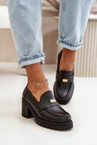 Elegant Women's Leather Half-Shoes with Stabilizing Heel