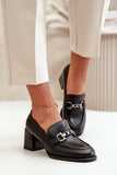 Elegant Natural Leather Women's Block Heel Shoes