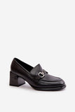 Elegant Natural Leather Women's Block Heel Shoes