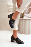 Elegant Natural Leather Women's Block Heel Shoes