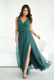 Elegant Long Dress with Unique Cut and Rose Belt