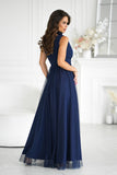 Elegant Long Dress with Unique Cut and Rose Belt