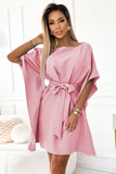Feminine Butterfly Dress with Waist Tie in Dirty Pink