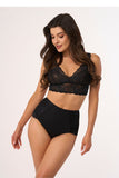 Elegant Shaping Panties with Floral Lace Detail in Black