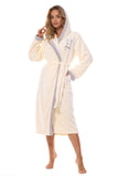 Elegant Women's Hooded Dressing Gown with Embroidery & Pockets