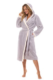 Elegant Women's Hooded Dressing Gown with Embroidery and Pockets