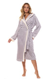 Elegant Women's Hooded Dressing Gown with Embroidery and Pockets