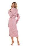Elegant Women's Hooded Dressing Gown with Embroidery & Pockets