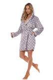 Cozy Quilted Polka Dot Hooded Bathrobe with Pockets