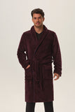 Elegant Burgundy Knee-Length Bathrobe with Pockets