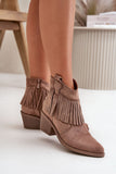 Elegant Fringed Ankle Boots with Comfortable Zipper Closure