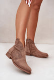 Chic Eco Suede Ankle Boots with Perforated Design