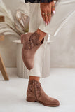 Latticed Eco Suede Ankle Boots with Zipper Closure
