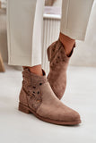 Latticed Eco Suede Ankle Boots with Zipper Closure
