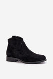 Eco Suede Women's Ankle Boots with Lattice Upper and Zipper