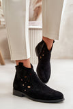 Eco Suede Women's Ankle Boots with Lattice Upper and Zipper