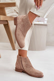 Elegant Eco-Suede Women's Ankle Boots with Lattice Design