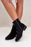 Elegant Women's Ankle Boots with Low Heel and Zipper Closure
