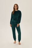 Velvet Tracksuit Set in Trendy Dark Green