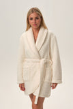 Cozy Fluffy Cream Fune Bathrobe with Pockets