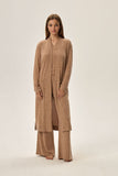 Cozy Knitwear Bathrobe with Roomy Pockets in Beige