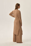 Cozy Knitwear Bathrobe with Roomy Pockets in Beige