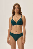 Charming Turquoise Lace Bra with Leaf Motifs