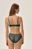 Charming Turquoise Lace Bra with Leaf Motifs