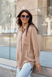 Asymmetrical Button-Up Shirt with Pocket and Elegant Collar