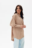 Asymmetrical Button-Up Shirt with Pocket and Elegant Collar