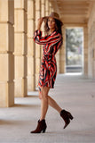 Feminine Wrap Dress with Puff Sleeves and Waist Tie