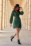 Feminine Wrap Dress with Ruching and Crossover Neckline