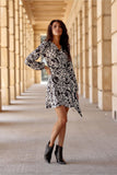 Feminine Wrap Dress with Waist Tie and Puff Sleeves
