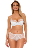 Elegant Semi-Rigid Bra with Decorative Embroidery and Bows