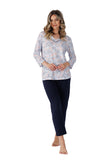 Elegant Women's Pajamas with 7/8 Sleeves and Bow Detail