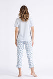 Stylish Women's Pajamas Set with Short Sleeves & 7/8 Shorts
