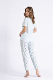 Elegant Women's Pajamas Set with Delicate Print and Bow