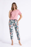Charming Short-Sleeve Pajama Set with Bow Detail