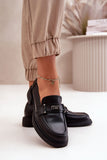 Elegant Women's Leather Loafers with Decorative Strap