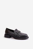 Elegant Women's Leather Loafers with Decorative Strap
