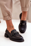 Elegant Women's Leather Loafers with Decorative Strap