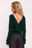 Striped Wrap-Over Women's Sweater with Deep Neckline